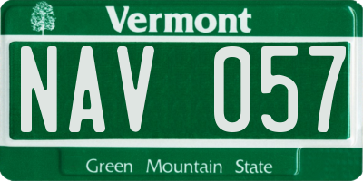 VT license plate NAV057