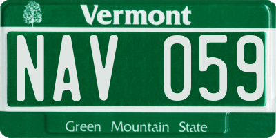 VT license plate NAV059