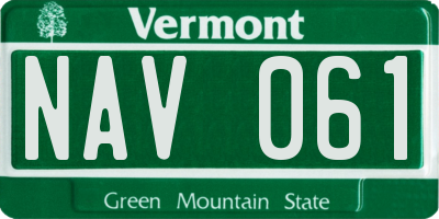 VT license plate NAV061