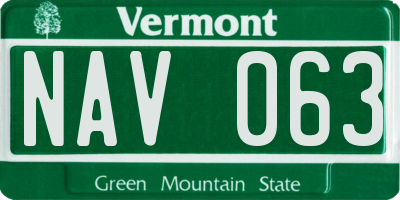 VT license plate NAV063
