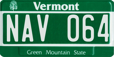 VT license plate NAV064