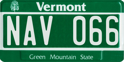 VT license plate NAV066
