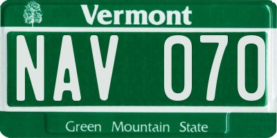 VT license plate NAV070