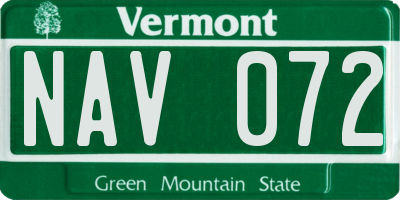 VT license plate NAV072