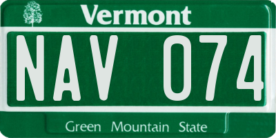VT license plate NAV074