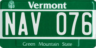 VT license plate NAV076