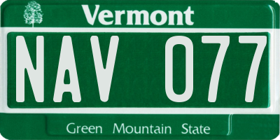 VT license plate NAV077