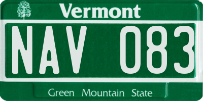 VT license plate NAV083