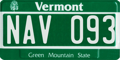 VT license plate NAV093