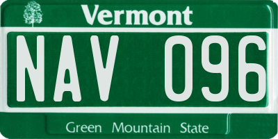 VT license plate NAV096