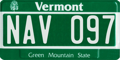 VT license plate NAV097
