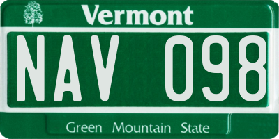 VT license plate NAV098