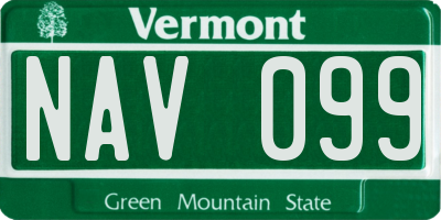 VT license plate NAV099