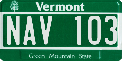VT license plate NAV103