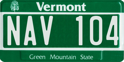 VT license plate NAV104