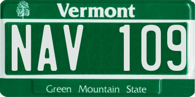 VT license plate NAV109