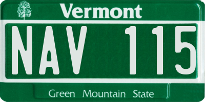 VT license plate NAV115