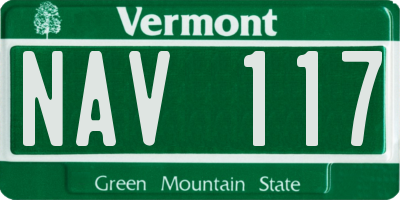 VT license plate NAV117