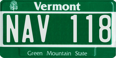 VT license plate NAV118