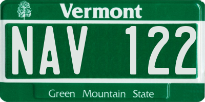 VT license plate NAV122