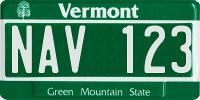 VT license plate NAV123