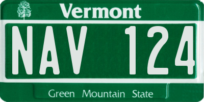 VT license plate NAV124