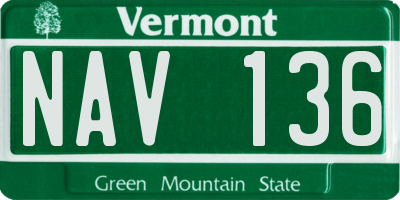 VT license plate NAV136