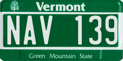 VT license plate NAV139