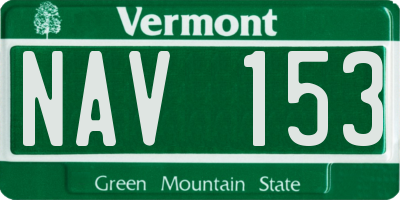 VT license plate NAV153