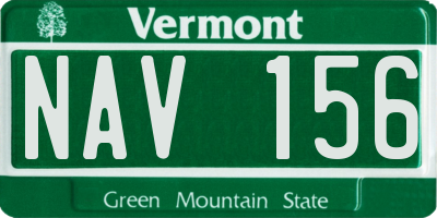 VT license plate NAV156