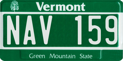 VT license plate NAV159