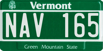 VT license plate NAV165