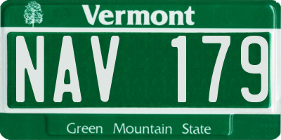 VT license plate NAV179
