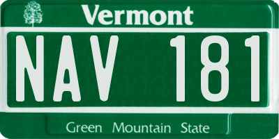 VT license plate NAV181