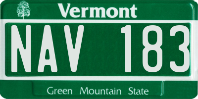 VT license plate NAV183