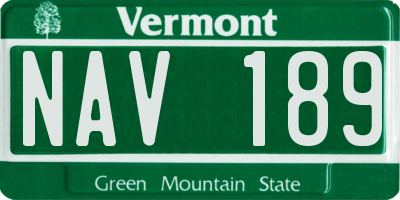 VT license plate NAV189