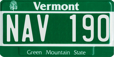 VT license plate NAV190