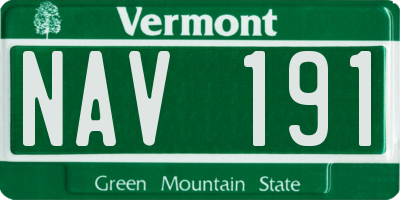 VT license plate NAV191