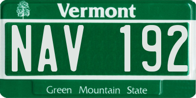 VT license plate NAV192