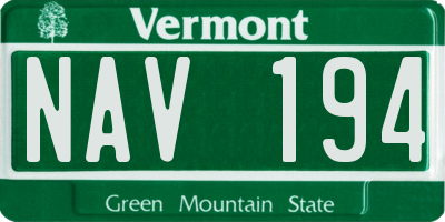 VT license plate NAV194