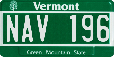 VT license plate NAV196