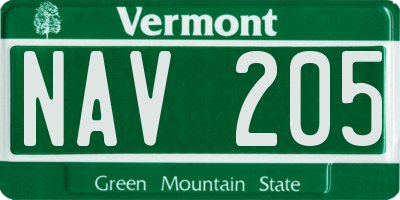 VT license plate NAV205