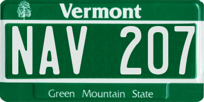 VT license plate NAV207
