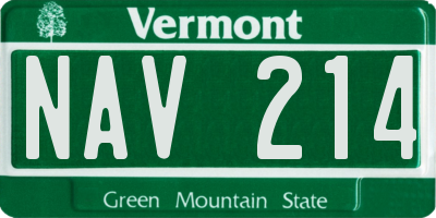 VT license plate NAV214