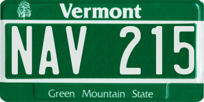 VT license plate NAV215