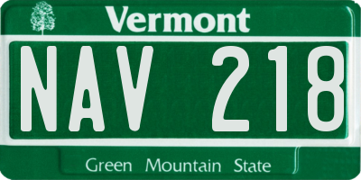 VT license plate NAV218