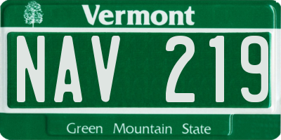 VT license plate NAV219