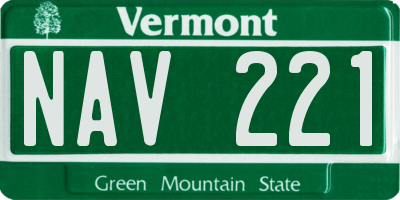 VT license plate NAV221