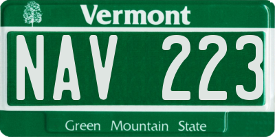 VT license plate NAV223