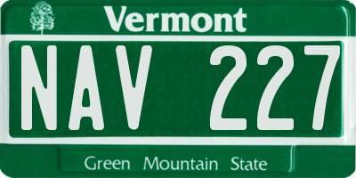 VT license plate NAV227
